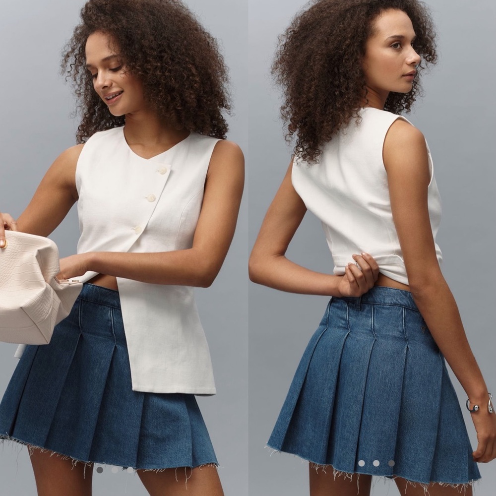 Pilcro Slant Pleated Denim Skort